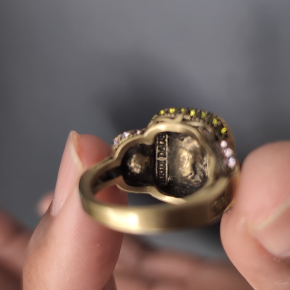 Heidi Daus| Bronze Toned Multicolored Green and Pink Crystal Ring - Picture 10 of 12